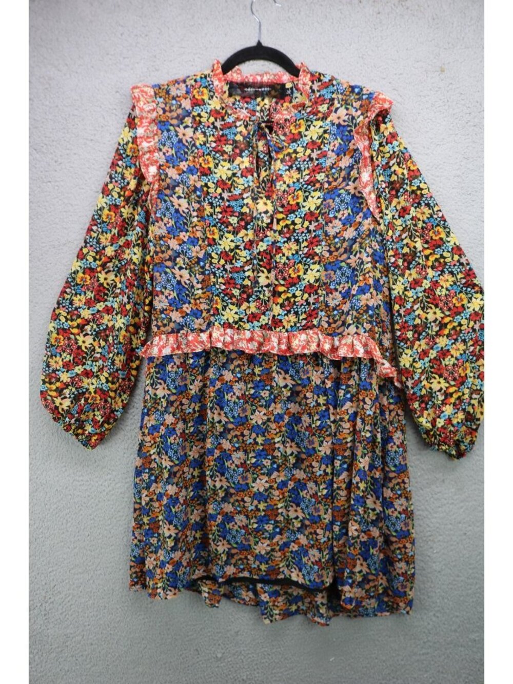 Code X Mode Long Sleeve Chiffon Mixed Print Dress w/Slip-Size Large-Whimsigoth